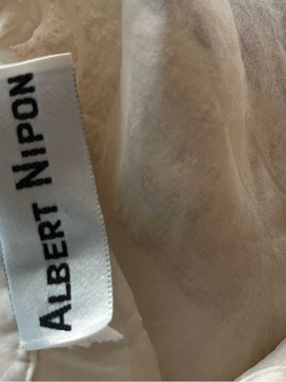 Vintage 100% Silk Organza Albert Nipon Double-Layer Ivory Midi A-Line Skirt XS/S - Picture 7 of 8